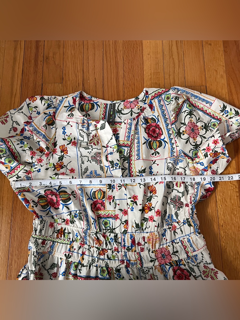 Anthropologie Summerset Maxi Dress Cross-stitch Floral Patchwork Design L - Picture 8 of 10